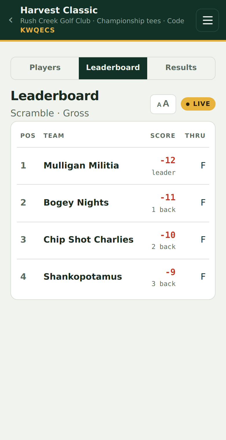 The live board on a phone